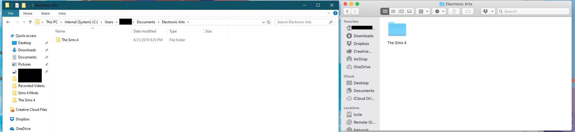 The Sims 4 folder