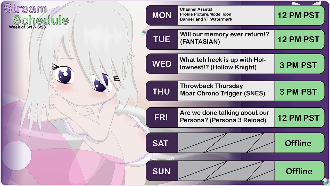 Schedule for Week 6/17 - 6/23