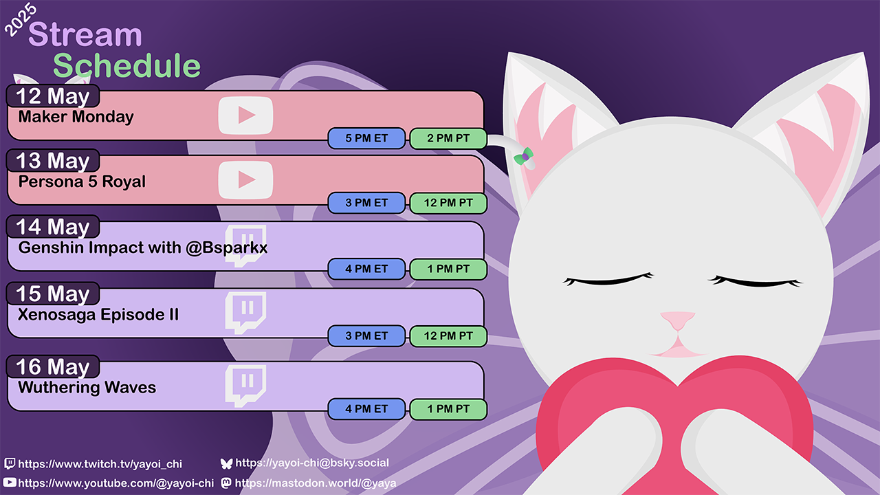 Next week's Schedule Next week's schedule (see the table below)!