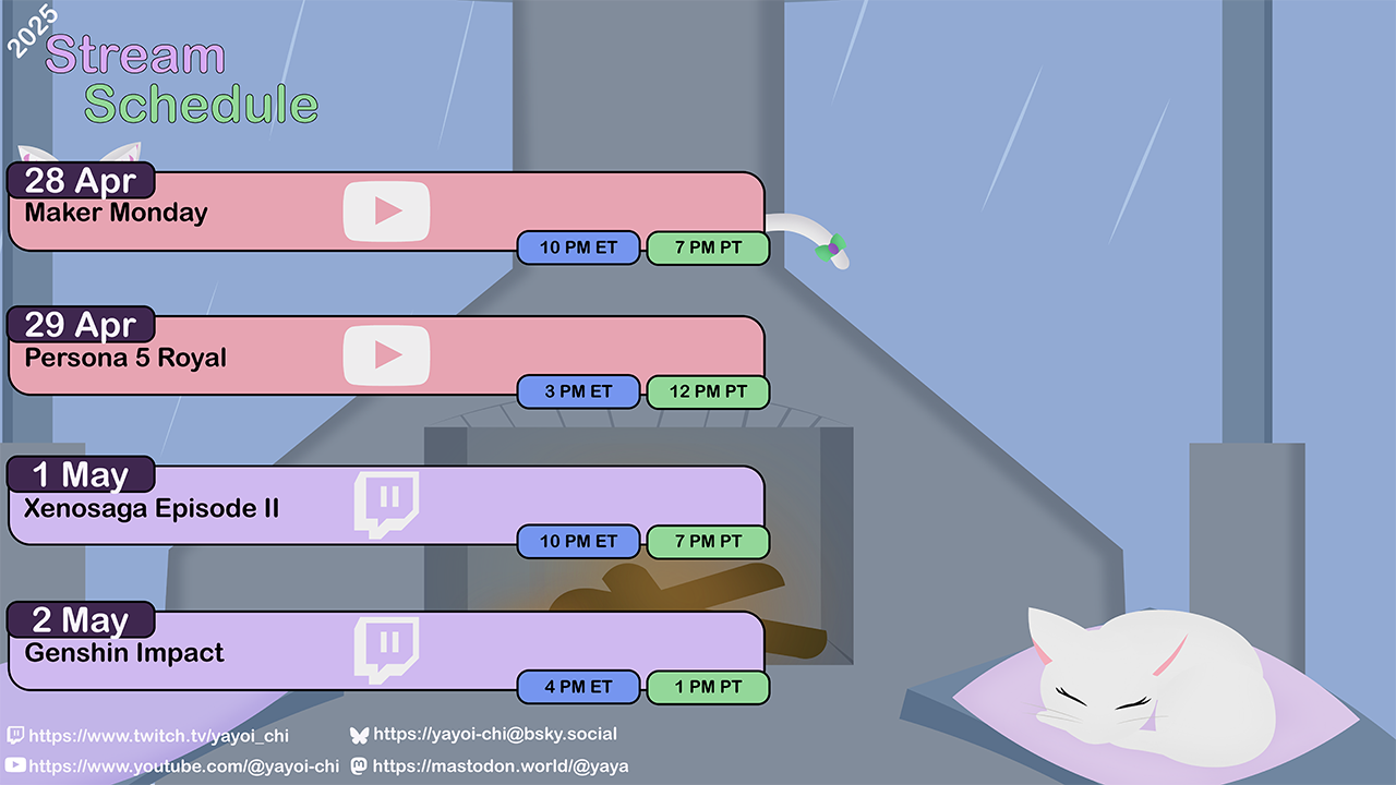 Next week's Schedule Next week's schedule (see the table below)!