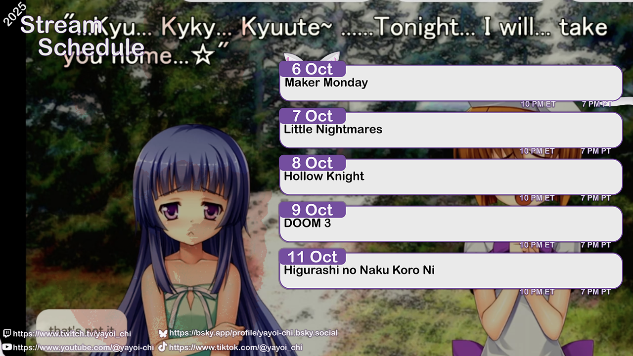 Next week's Schedule Next week's schedule (see the table below)!