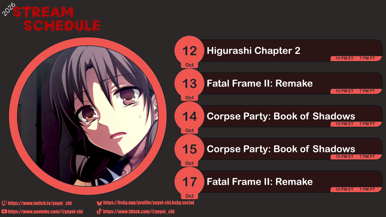 Next week's schedule (see the table below)!