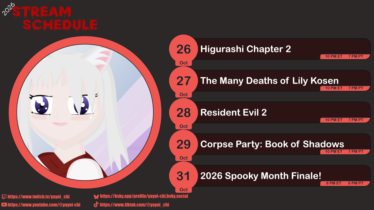Next week's schedule (see the table below)!