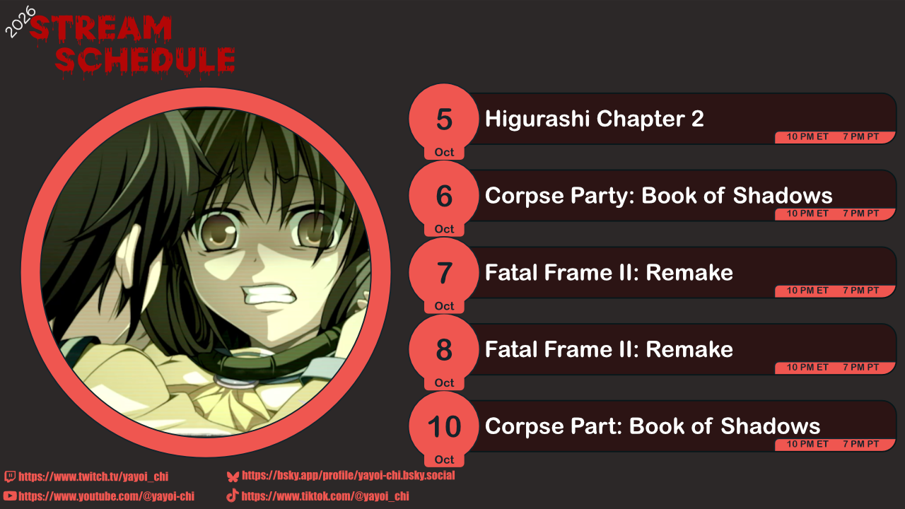 Next week's schedule (see the table below)!